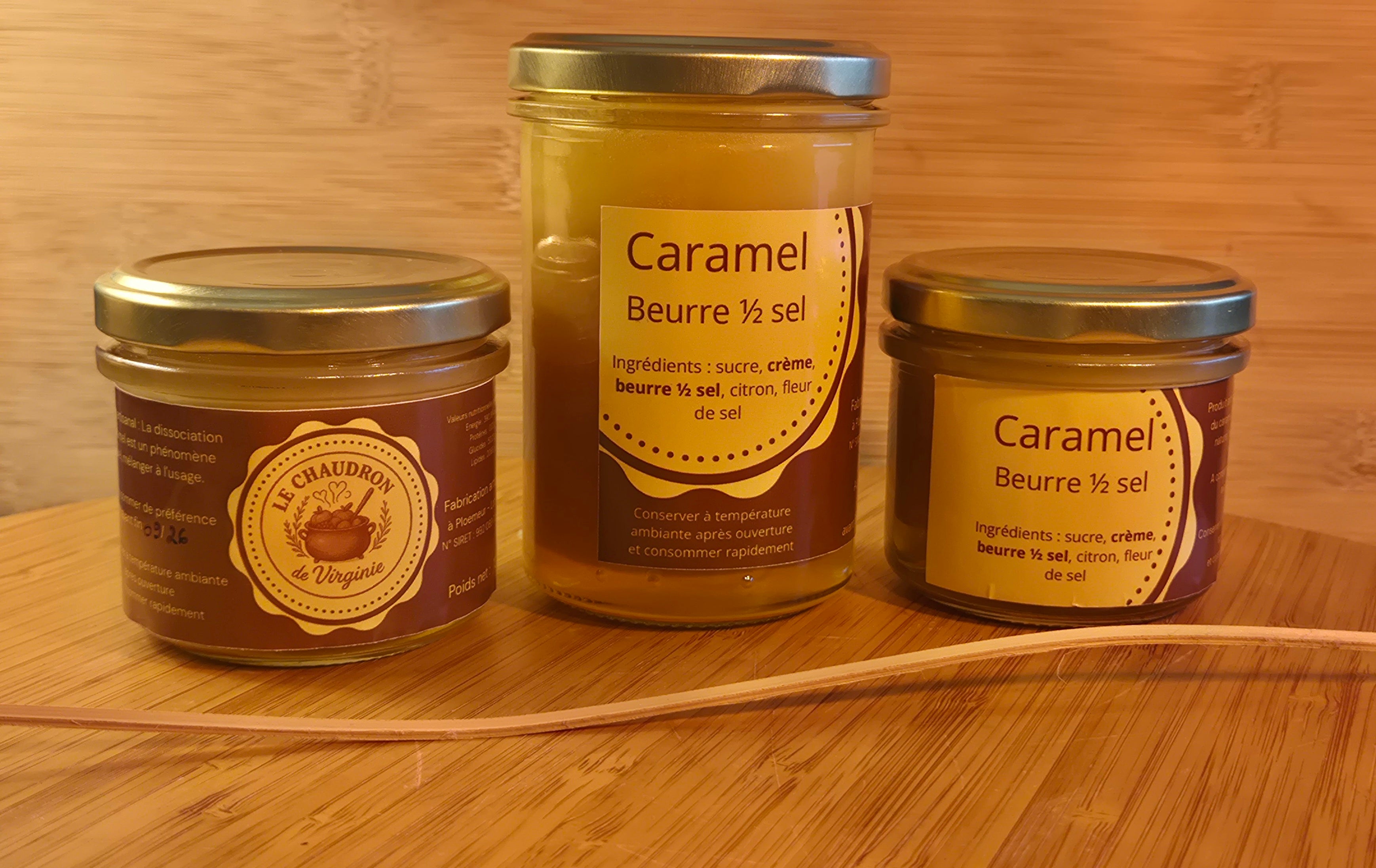 Caramel au beurre 1/2 sel artisanal préparé en Bretagne par Le Chaudron de Virginie
