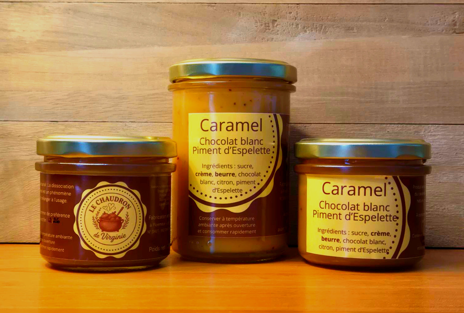 Caramel au chocolat blanc et piment d'espelette artisanal préparé en Bretagne par Le Chaudron de Virginie